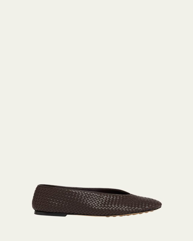 Micro Woven Nappa Leather Ballerina Flats